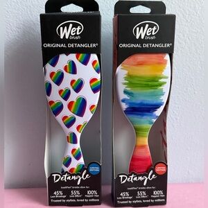 2 Pack Wet Brush Original Detangler Color Me Mine Hearts & Watercolor Limited Ed
